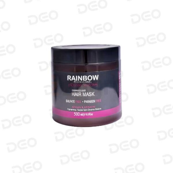 ماسک مو ۵۰۰ میل بدون سولفات Rainbow مناسب موهای آسیب دیده حاوی کراتین و روغن آرگان