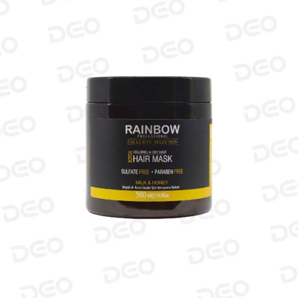 ماسک مو داخل حمام ۵۰۰ میلی Rainbow مناسب موهای رنگ شده مدل Milkand Honey