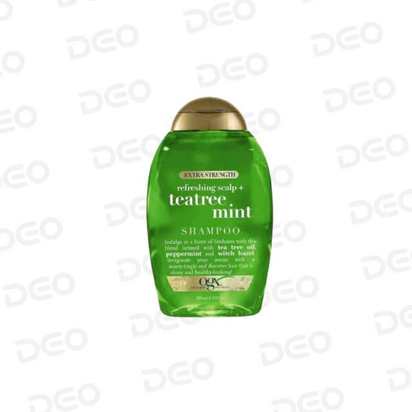 شامپو ۳۸۵ میل اوجی ایکس OGX مخصوص موی چرب مدل درخت چای و نعناع TEA TREE MINT